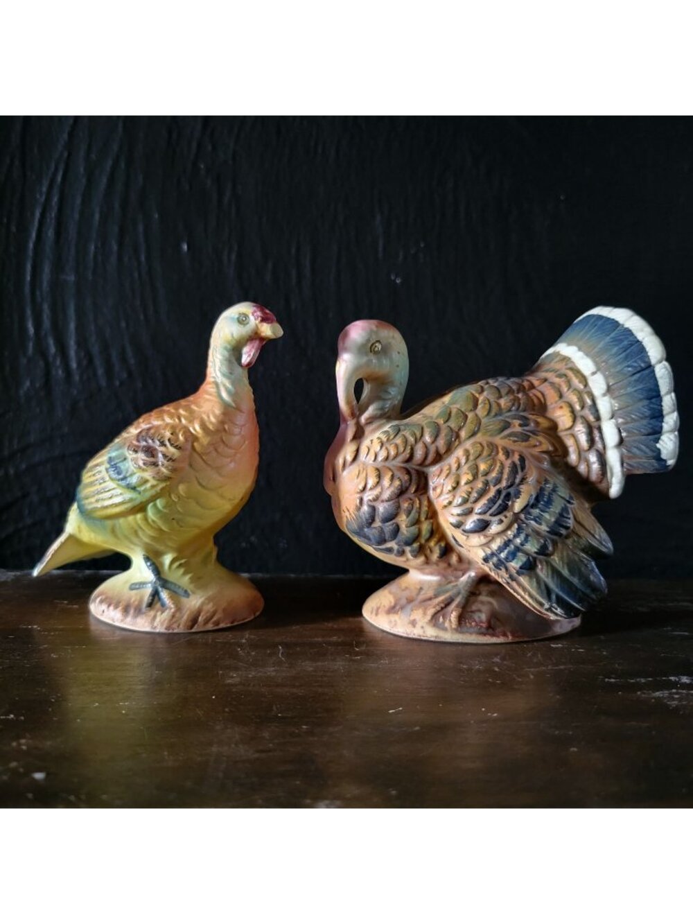 Vtg Napco Turkey Salt & Pepper Shakers Hand-Painted Ceramic Thanksgiving Table
